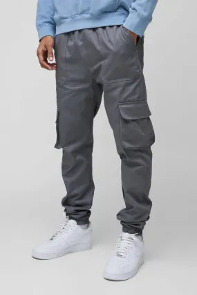 Skinny Fit Elasticated Waist Cuffed Cargo Trousers