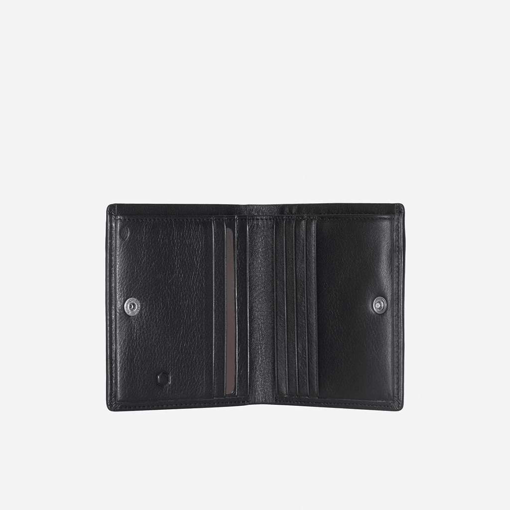 Slim Bifold Card Holder With Coin, Soft Black