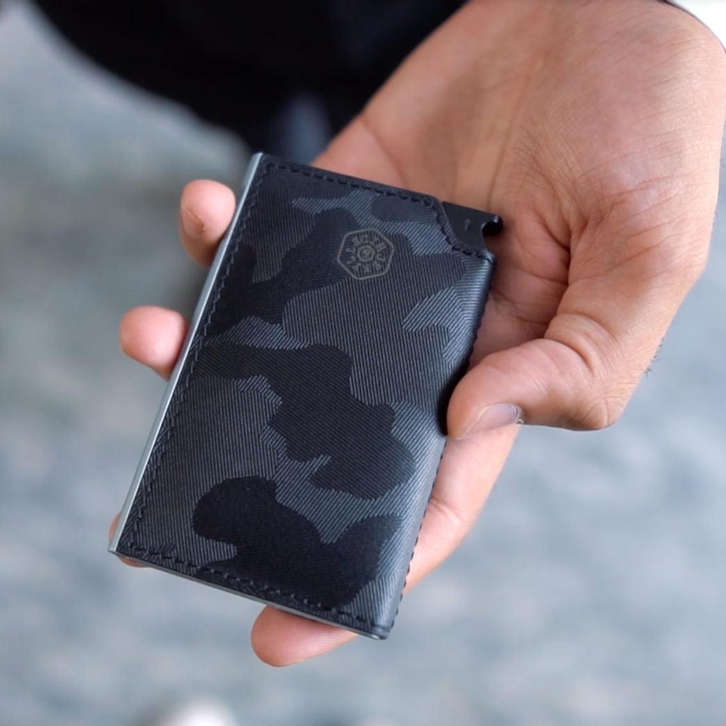 Slim Card Slide Wallet, Black Camo