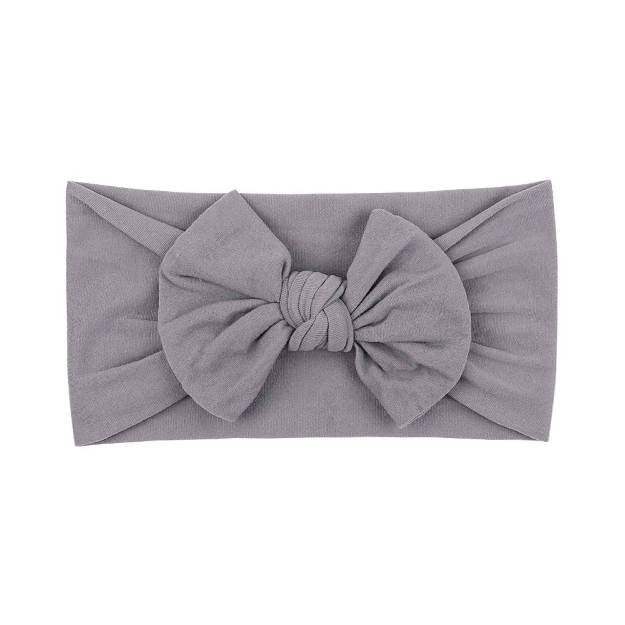 Soft Solid Colour Nylon Baby Headband in Grey