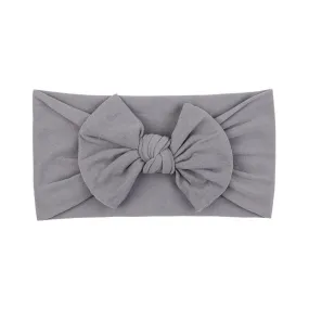 Soft Solid Colour Nylon Baby Headband in Grey