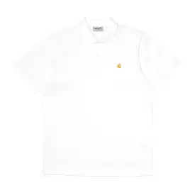 S/S CHASE PIQUE POLO WHITE / GOLD