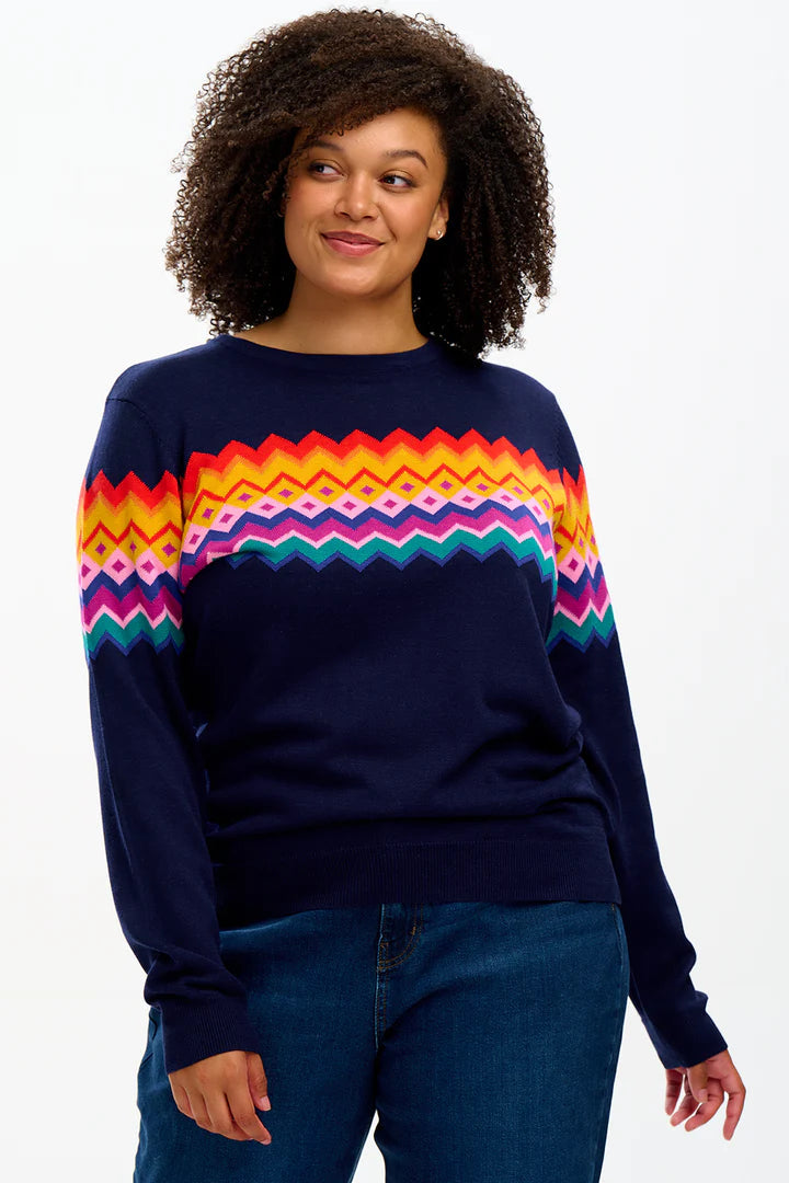 Sugarhill - Rita Jumper - Navy Fairisle Stripe