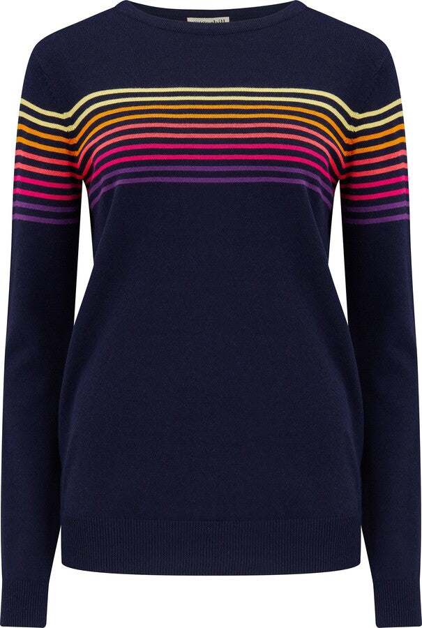 Sugarhill - Rita Jumper - Navy Rainbow Sunrise Lines