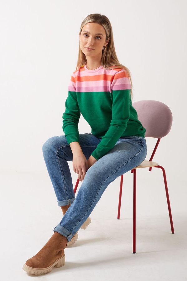 Sugarhill - Stacey Jumper - Green Rainbow Stripes