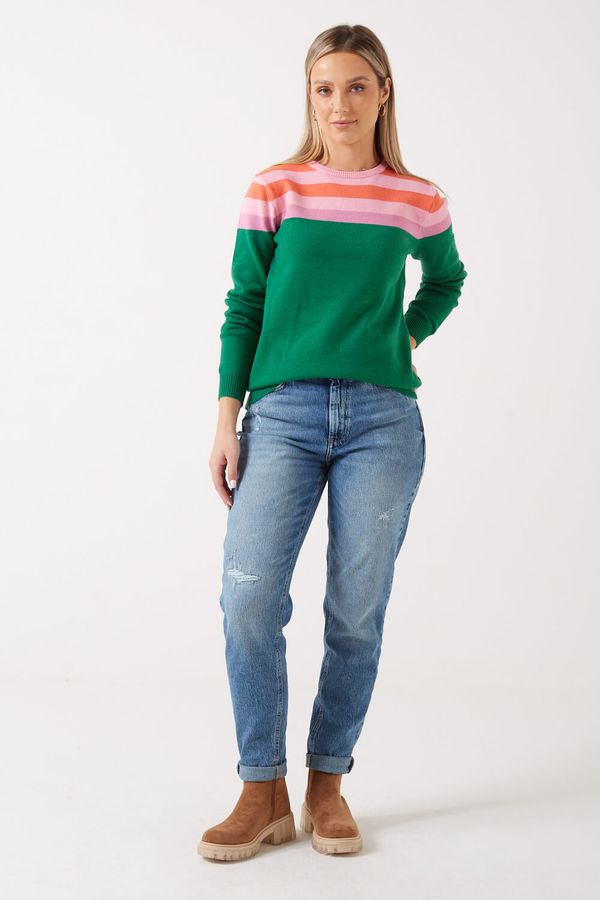 Sugarhill - Stacey Jumper - Green Rainbow Stripes