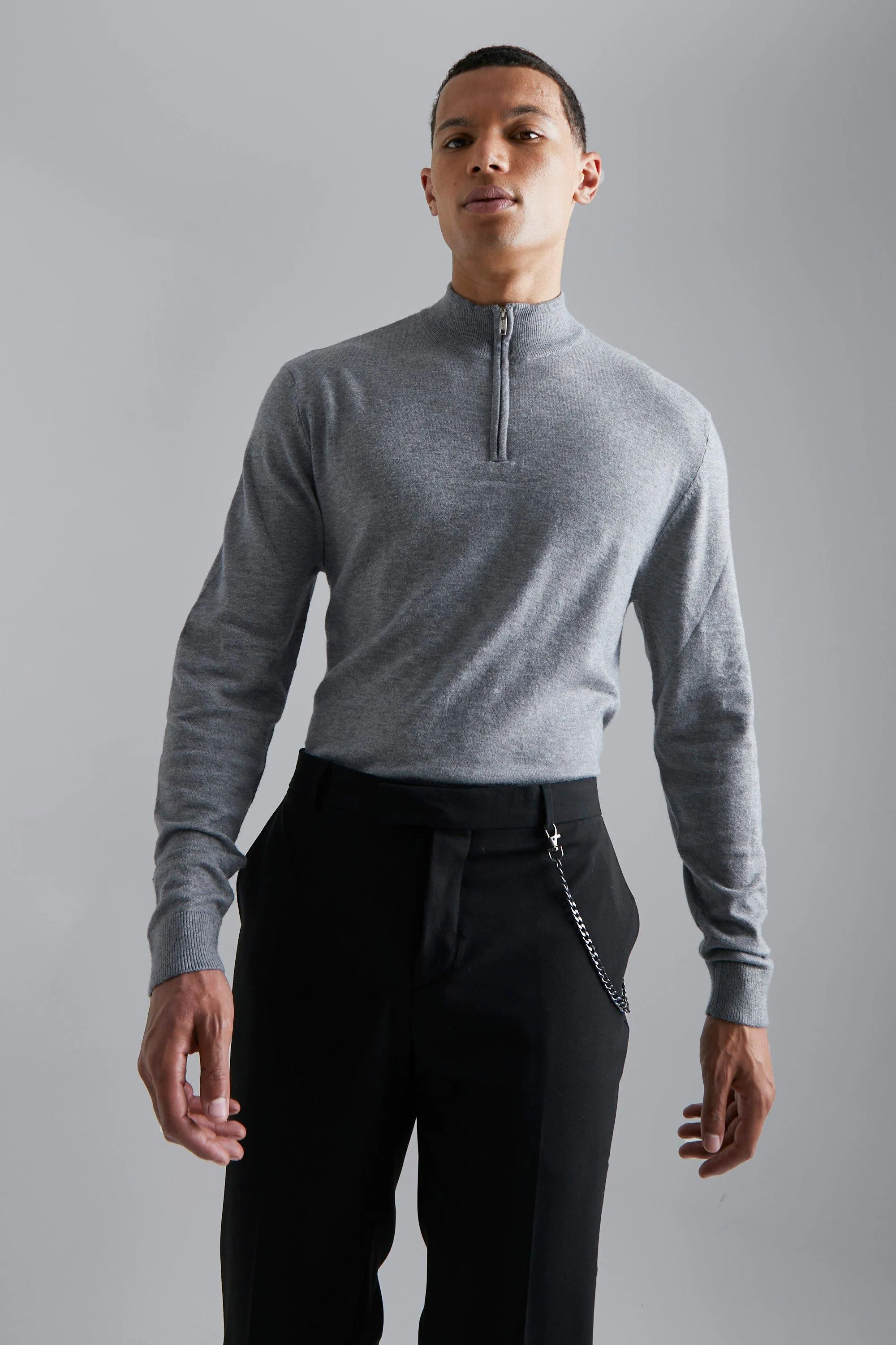 Tall Funnel Neck Half Zip Sweater