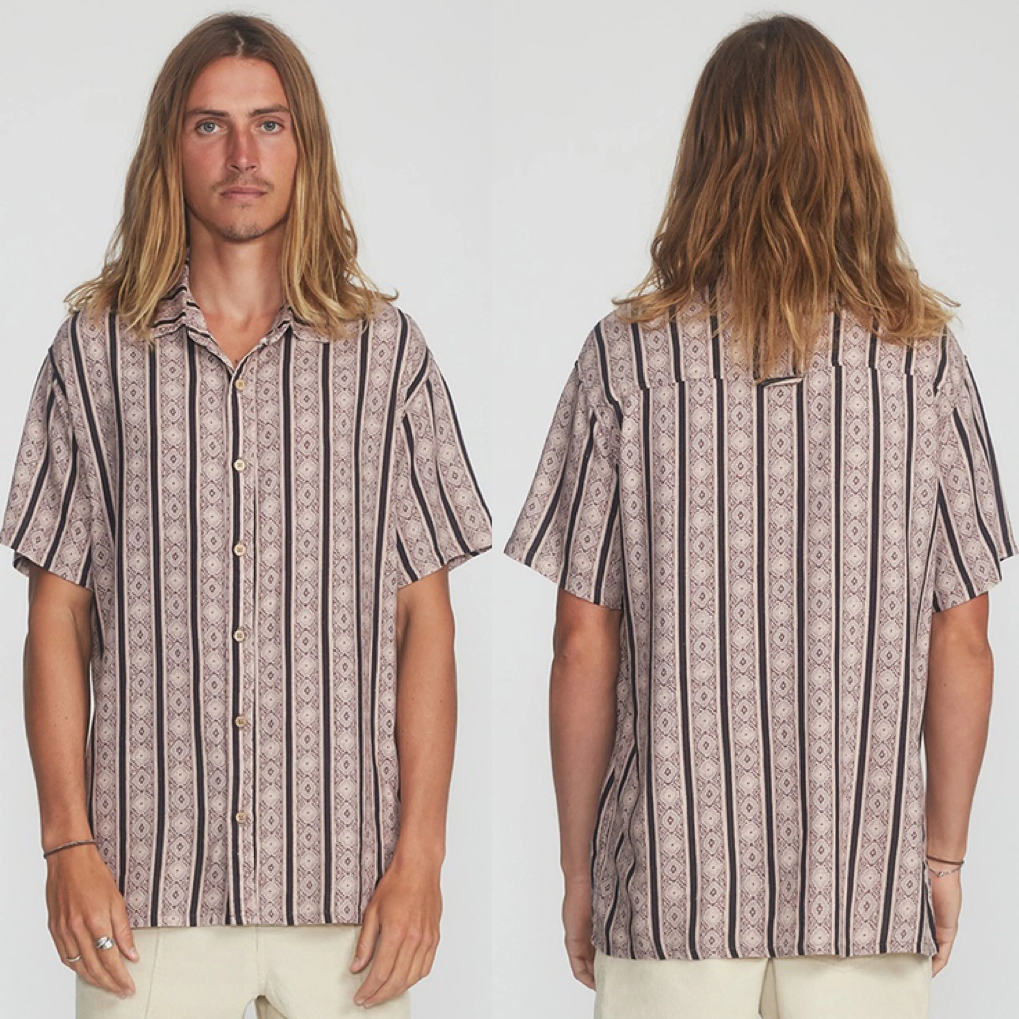 TCSS  |Stripes Linen Street Style Cotton Short Sleeves Logo