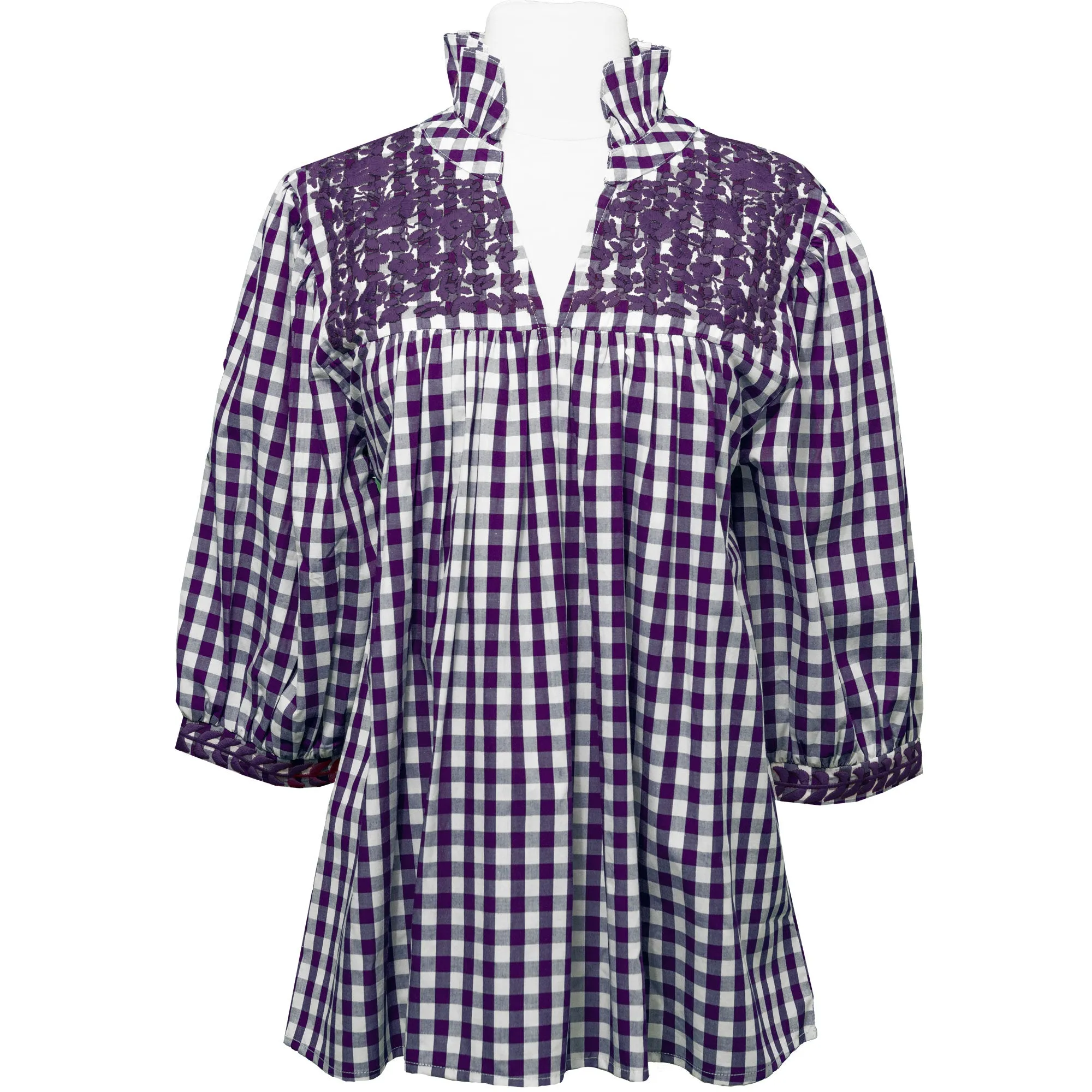 TCU/LSU Purple Buffalo Check Gingham Tailgater Blouse