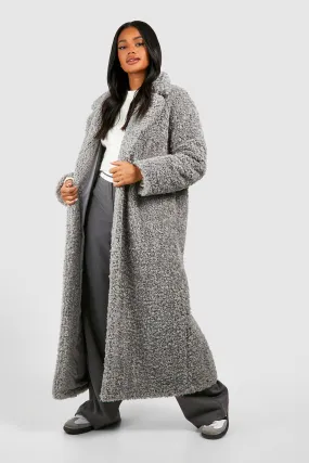 Textured Maxi Fur Coat