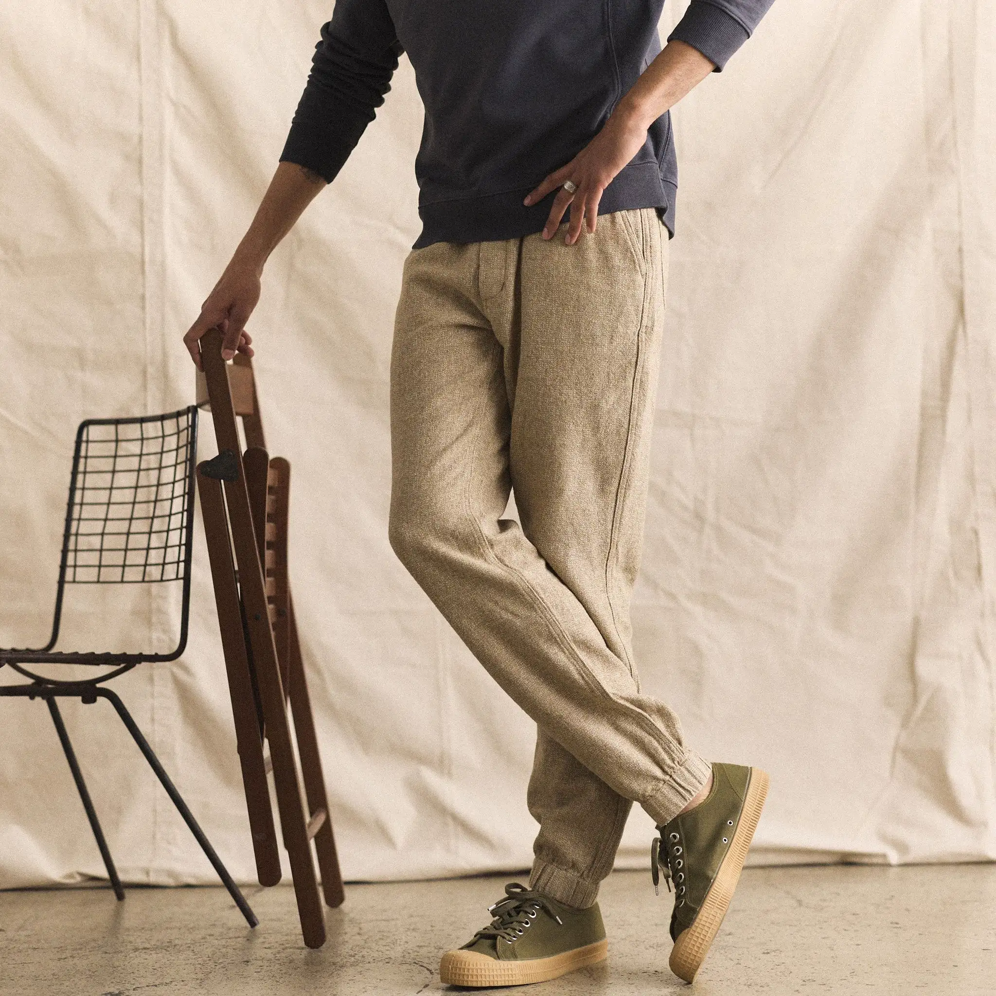 The Apres Pant in Oat Linen Tweed