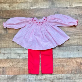 The Beaufort Bonnet Company Heart Smocked Top with Red Pants Set- Size 18-24M