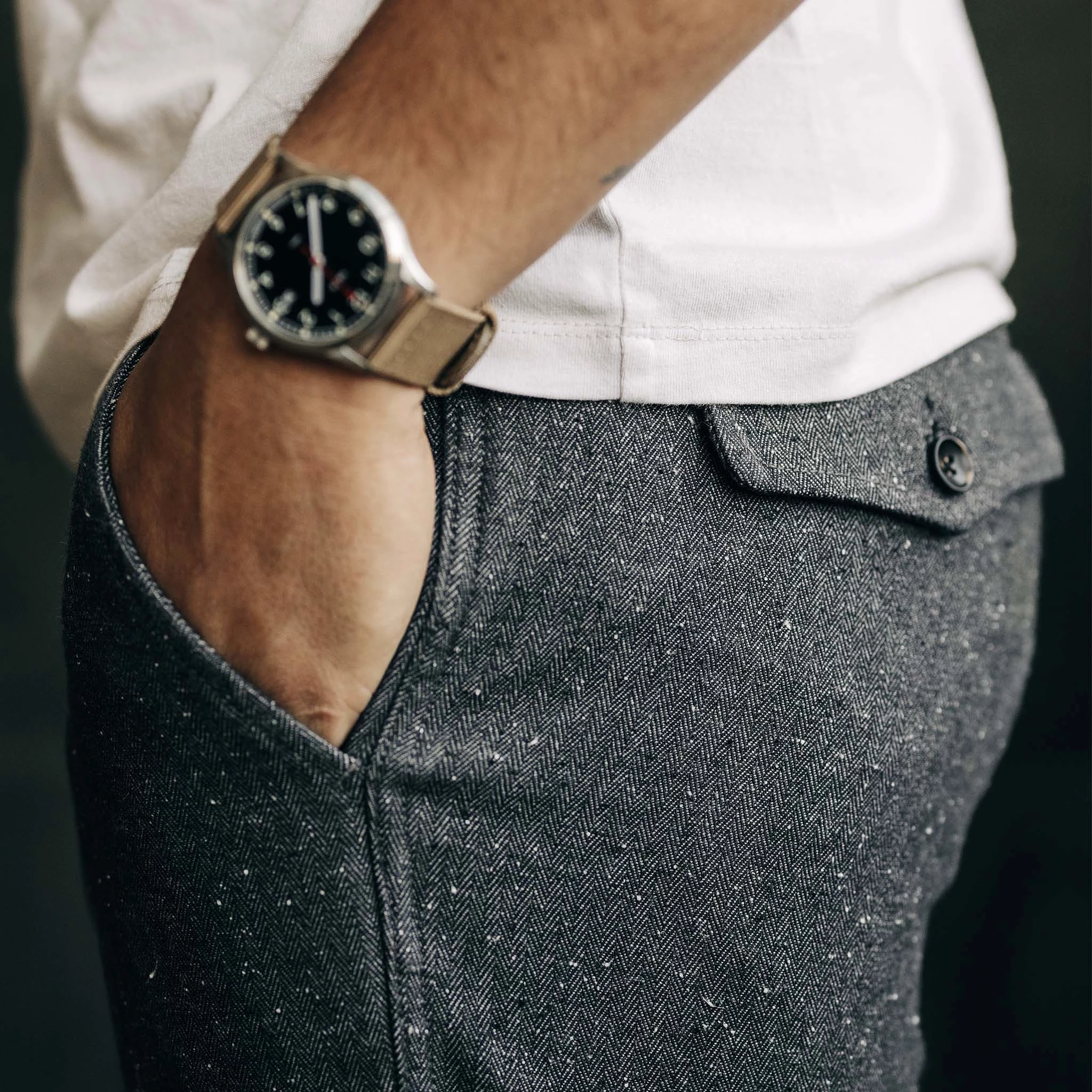 The Carnegie Pant in Granite Herringbone