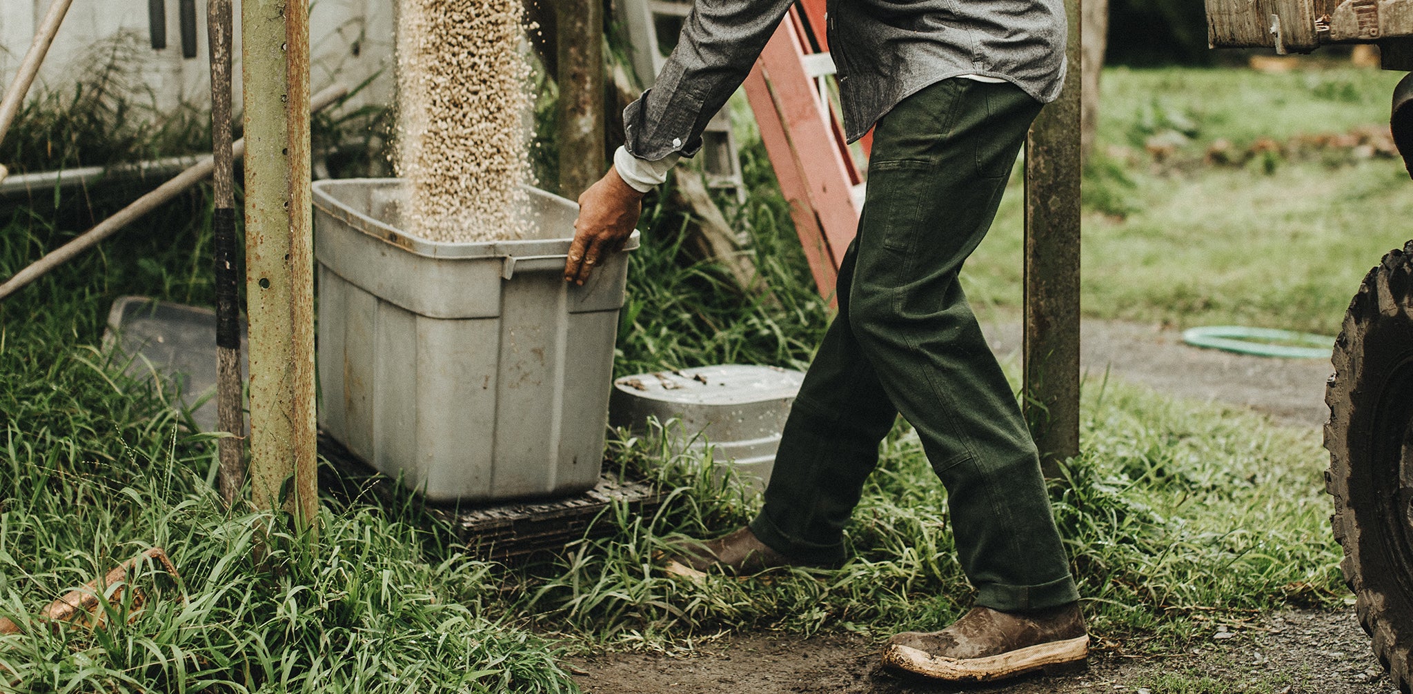 The Chore Pant in Dark Olive Boss Duck