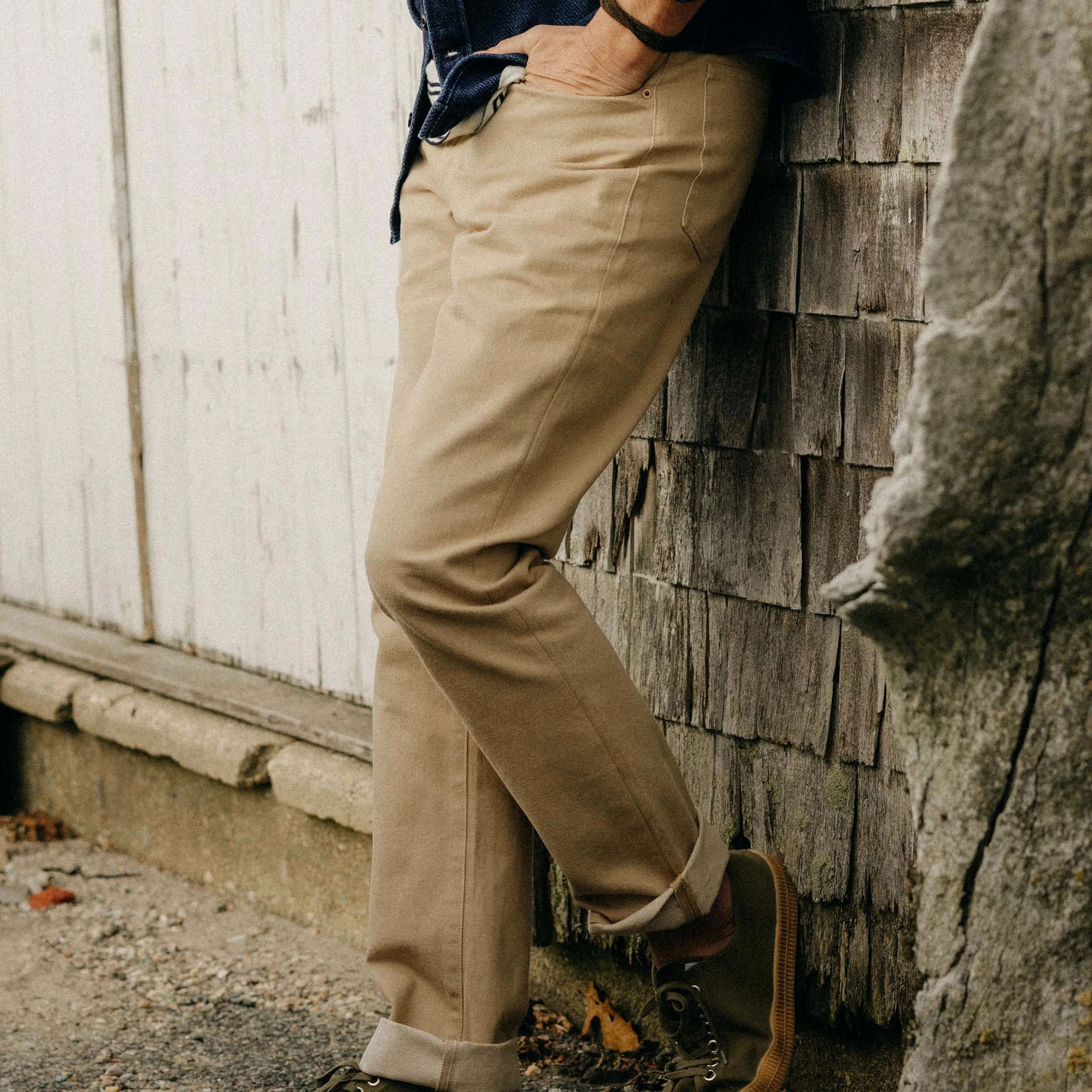 The Democratic All Day Pant in Light Khaki Broken Twill