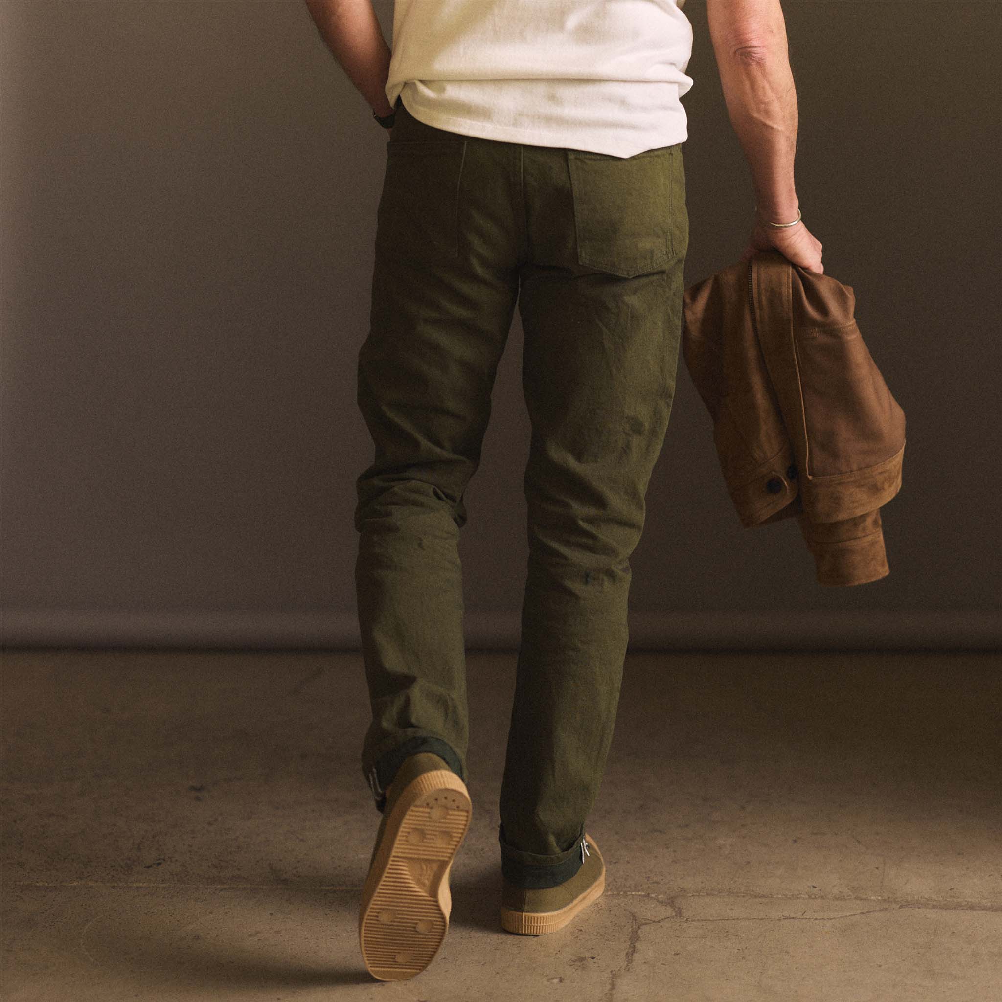 The Democratic Jean in Olive Nihon Menpu Selvage