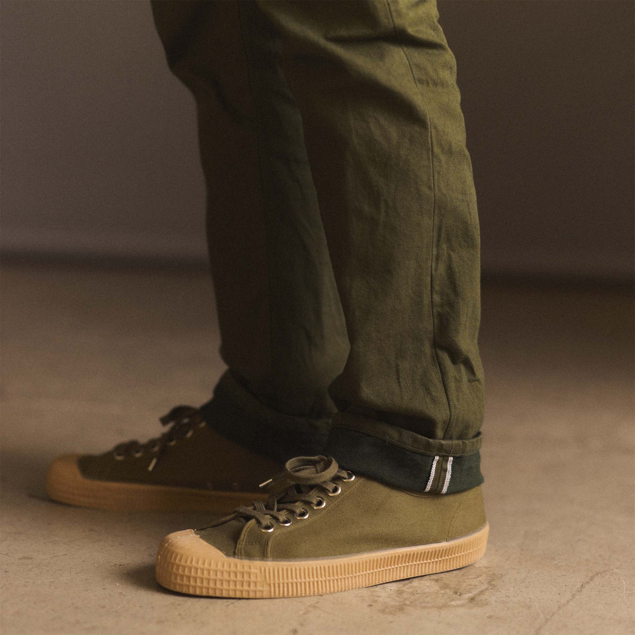 The Democratic Jean in Olive Nihon Menpu Selvage