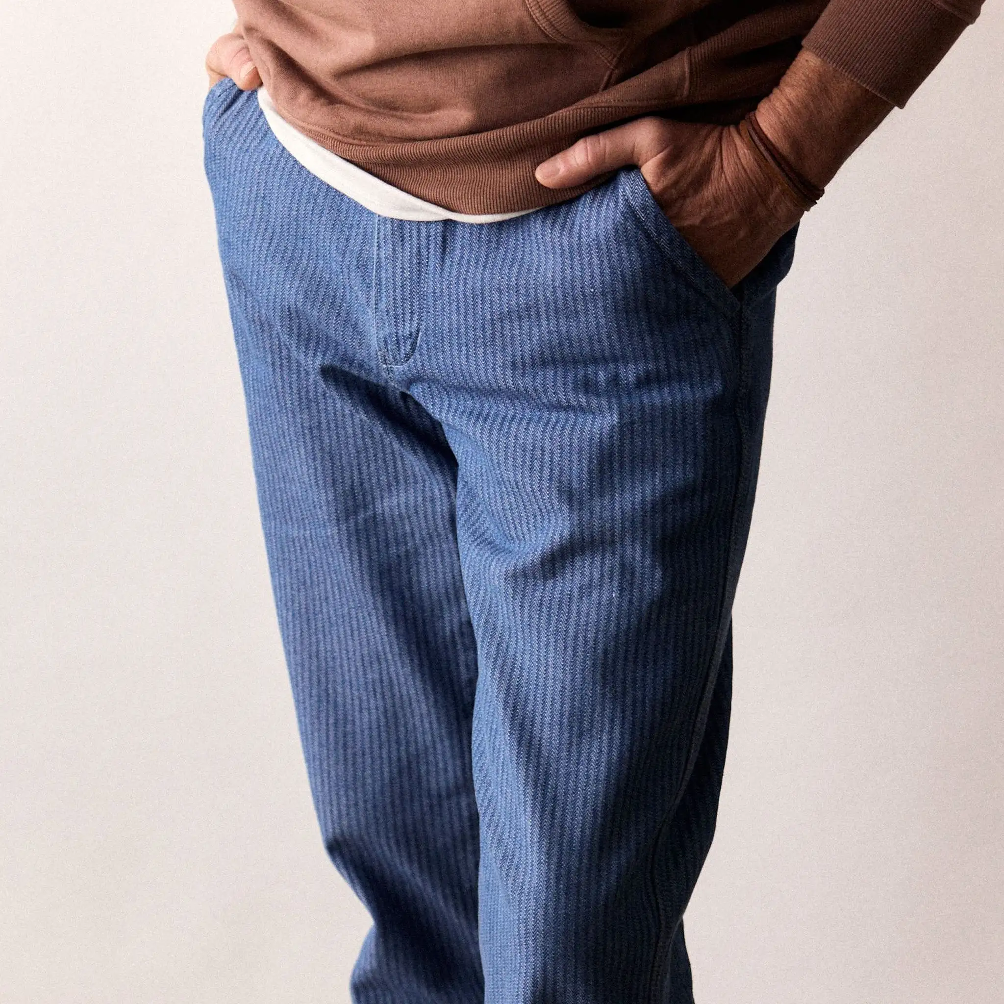 The Morse Pant in Bleached Indigo Herringbone