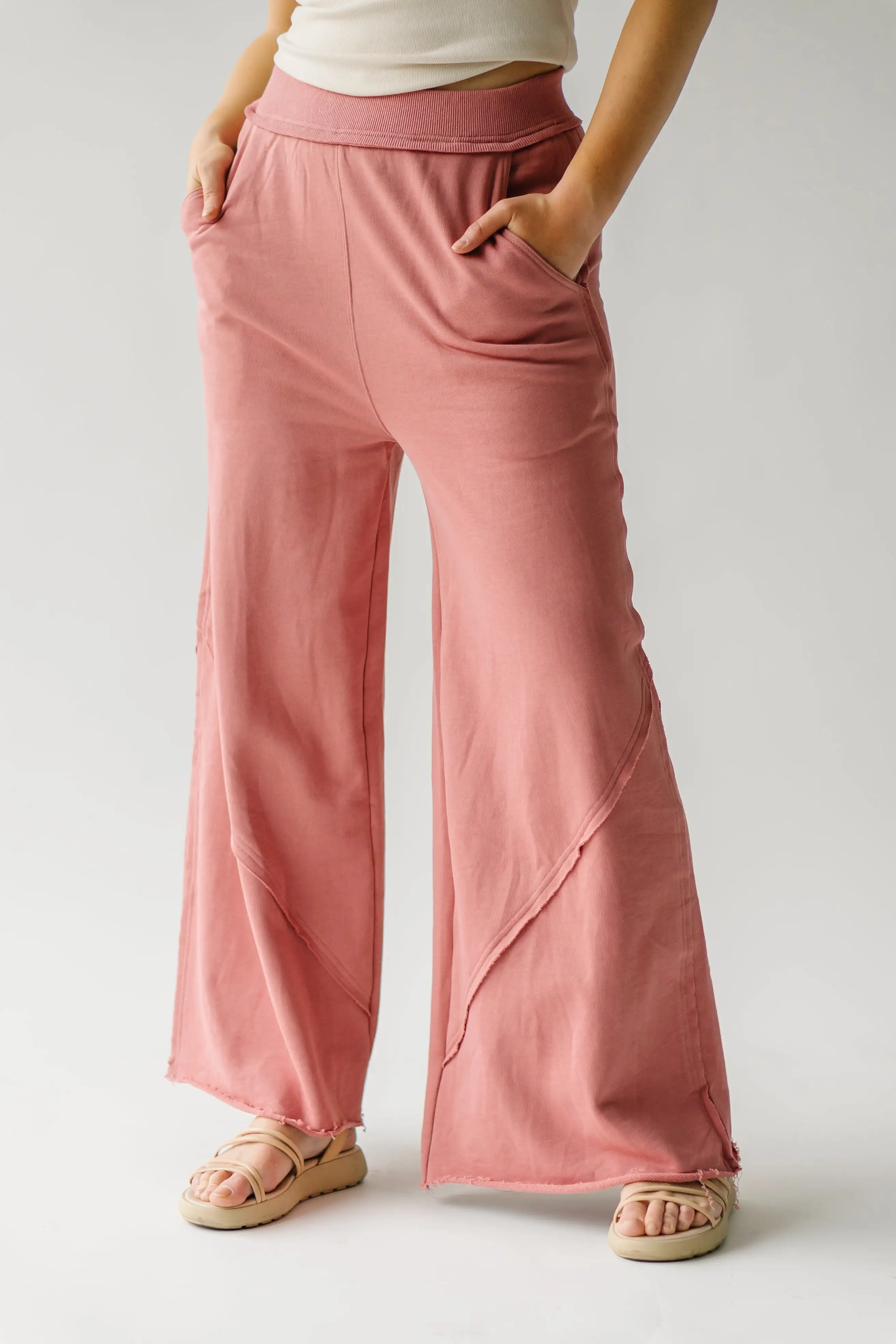 The Siggy Wide Leg Knit Pants in Rose