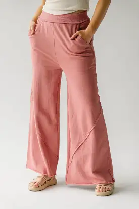 The Siggy Wide Leg Knit Pants in Rose