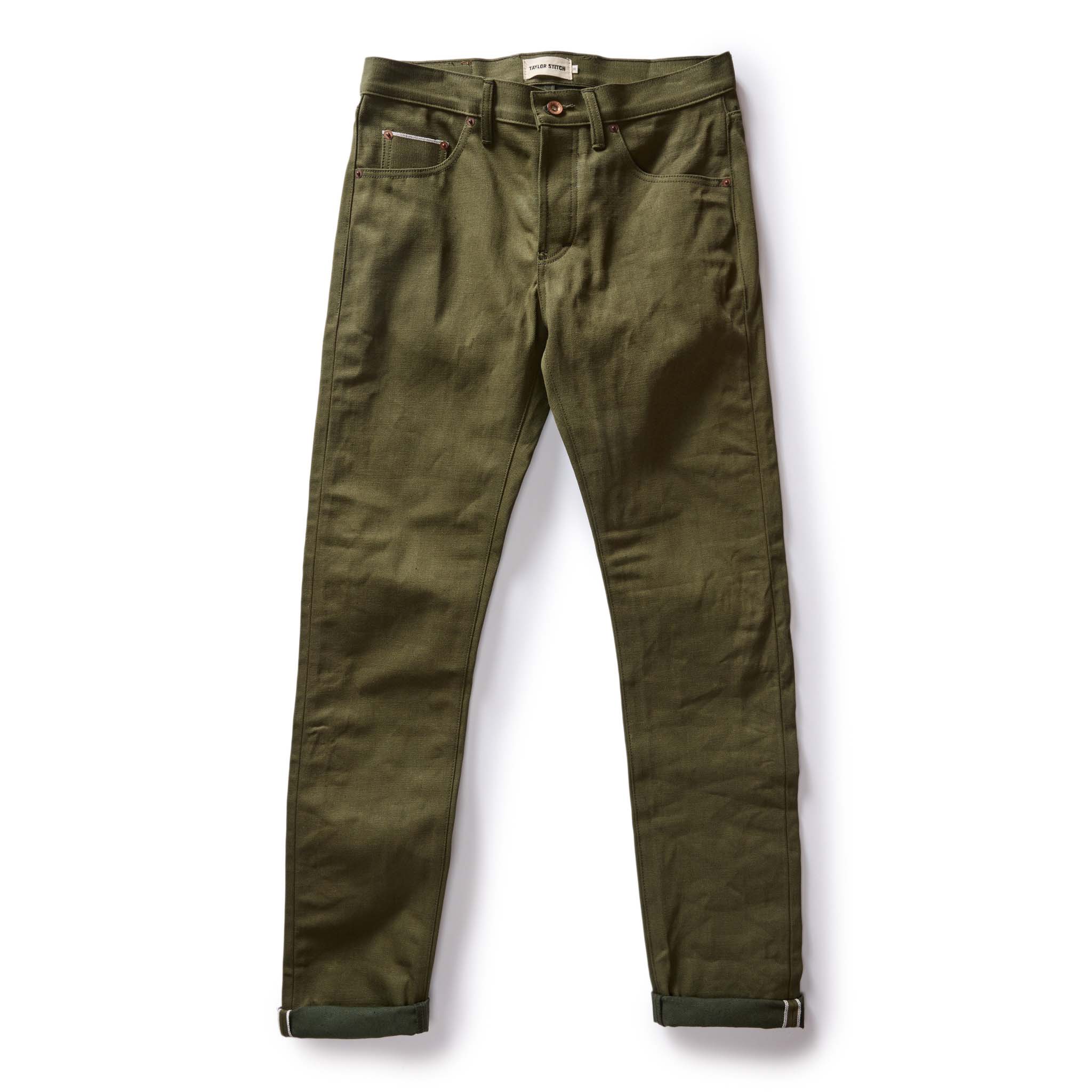 The Slim Jean in Olive Nihon Menpu Selvage