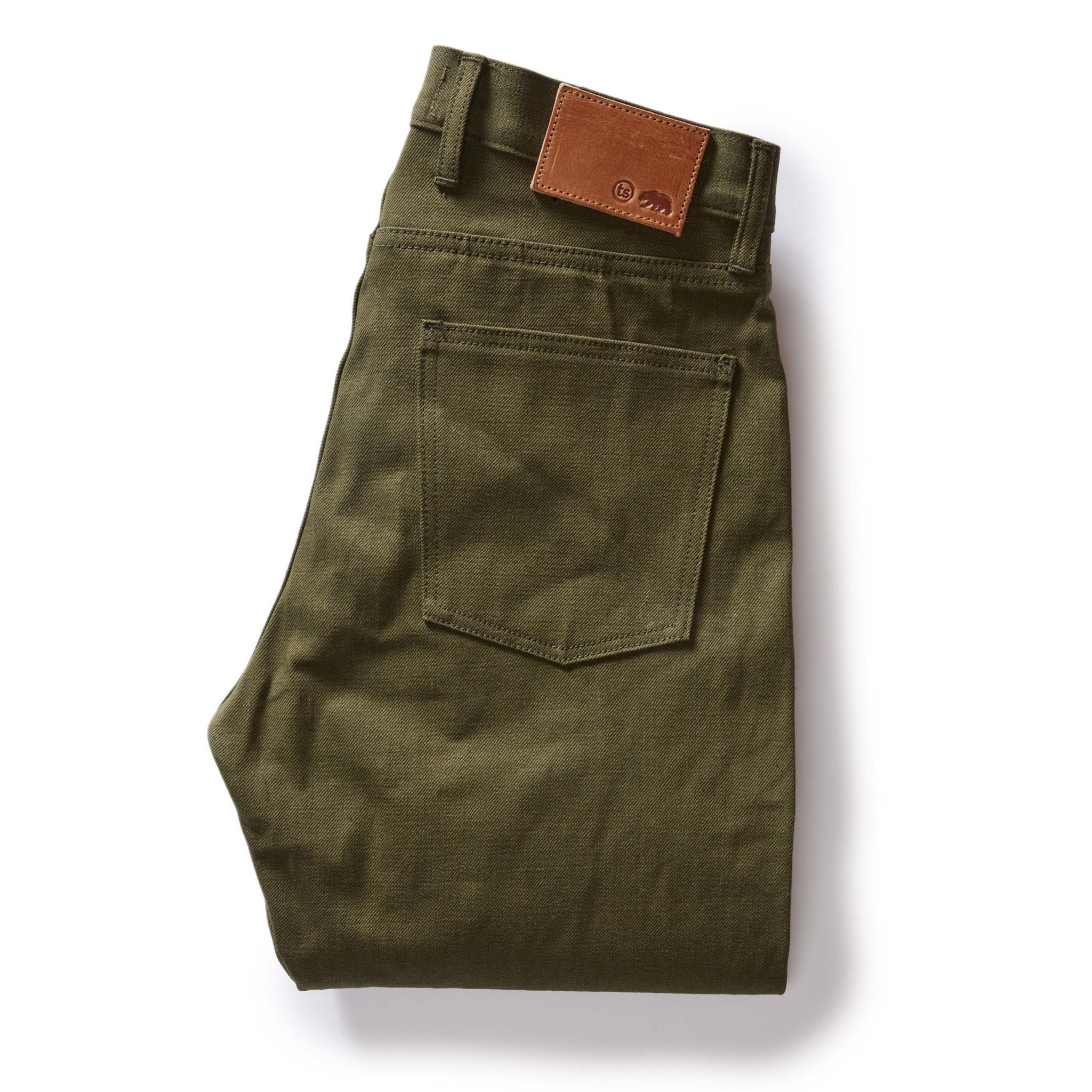 The Slim Jean in Olive Nihon Menpu Selvage