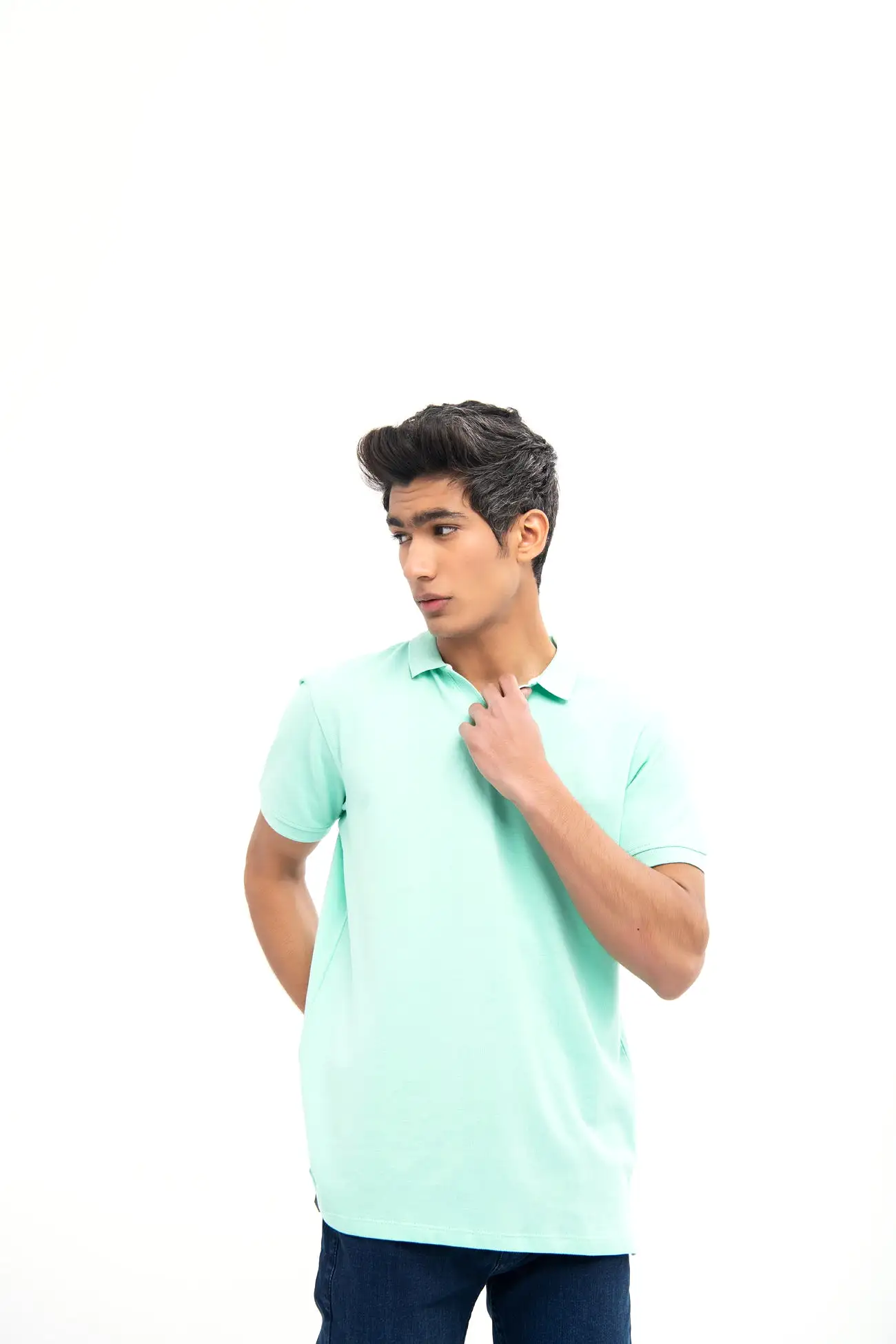 V NECK REGULAR FIT COTTON POLO SHIRT