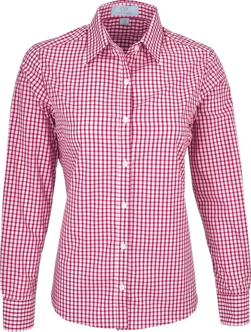 Vantage Ladies Easy-Care Gingham Check Shirt