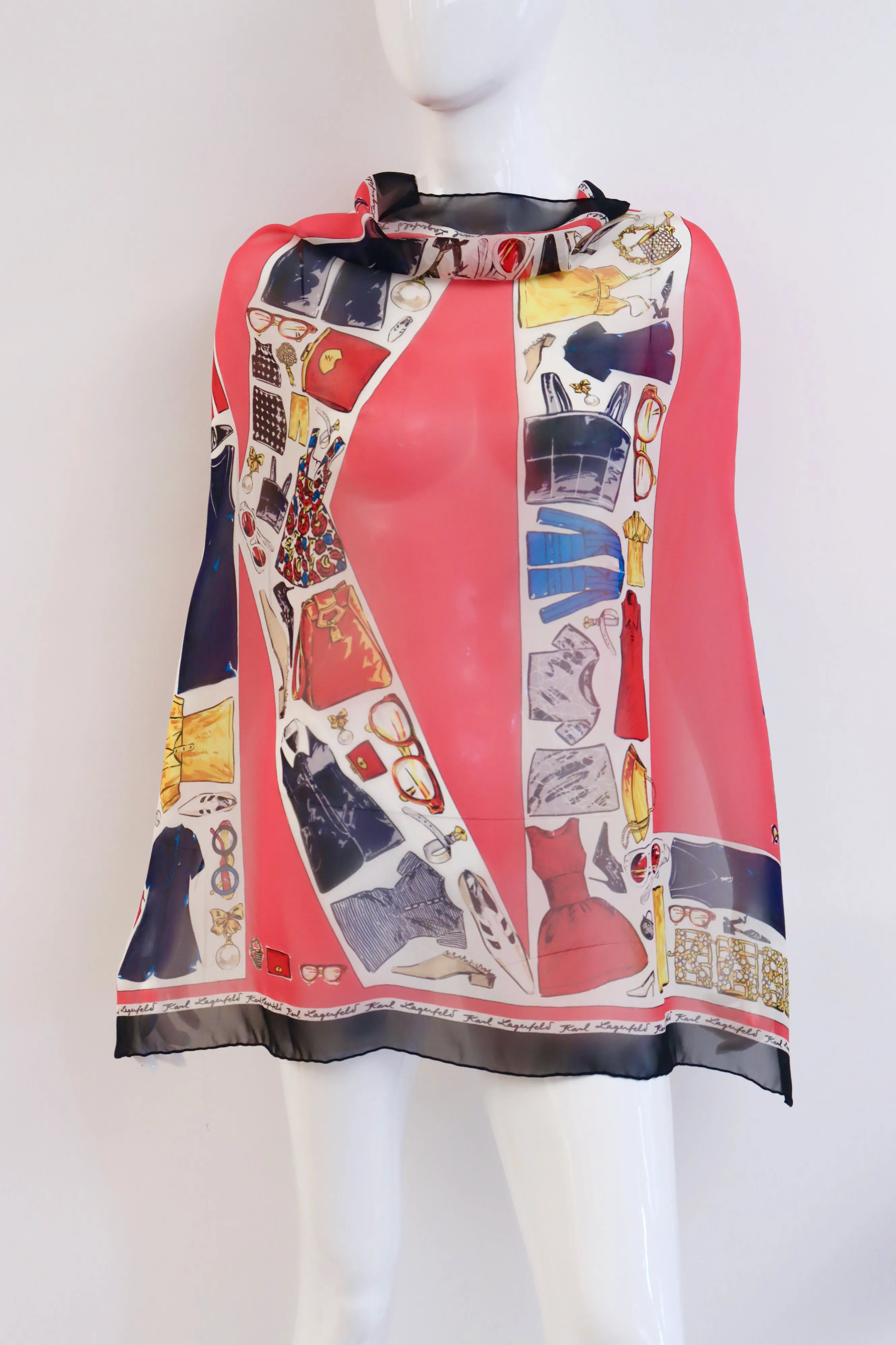 Vintage KARL LAGERFELD Silk Chiffon Scarf