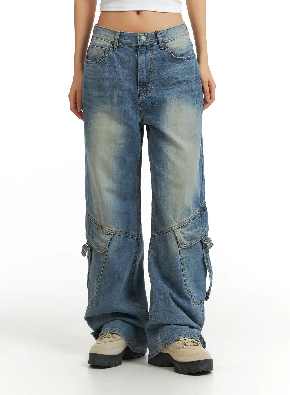 Vintage Mid Waist Cargo Jeans CJ425