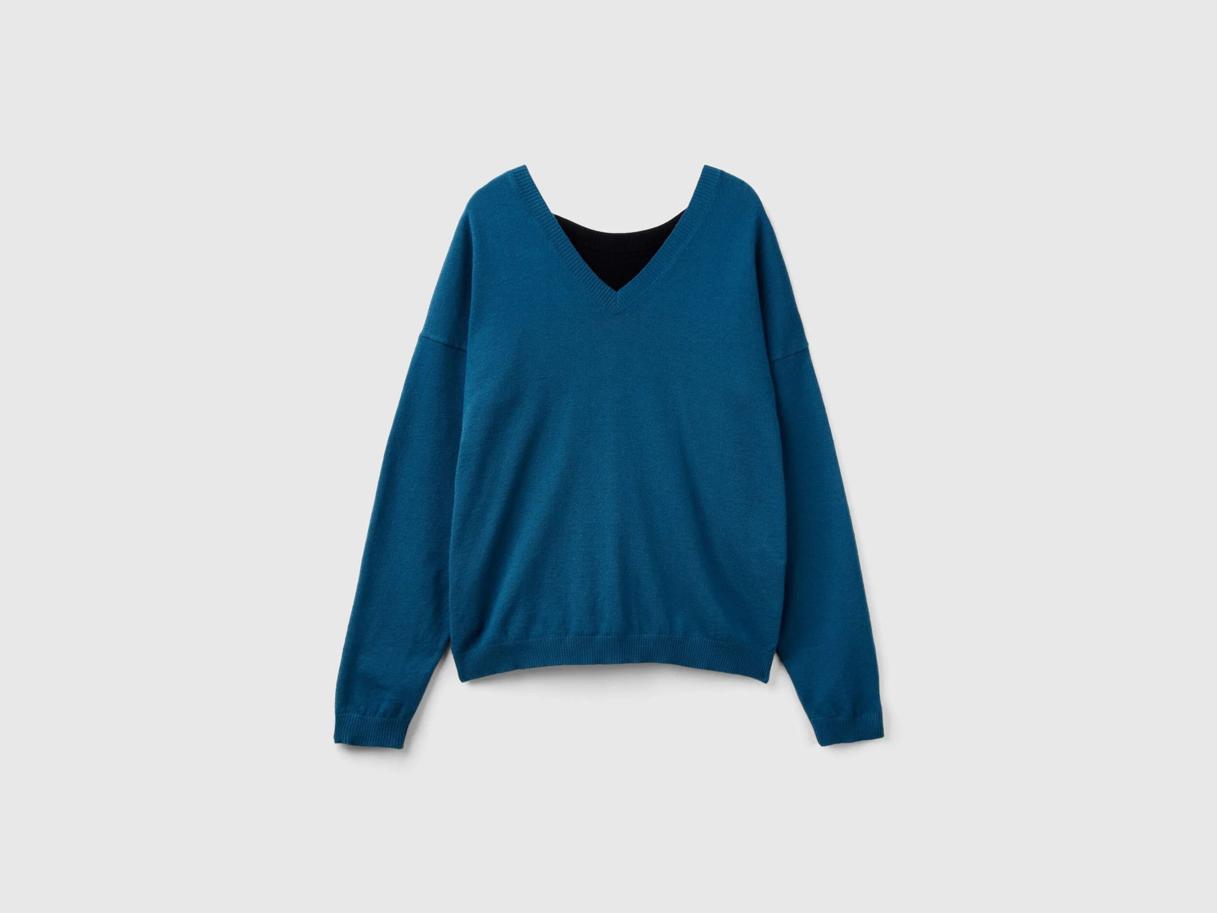 Viscose blend sweater - Black | Benetton