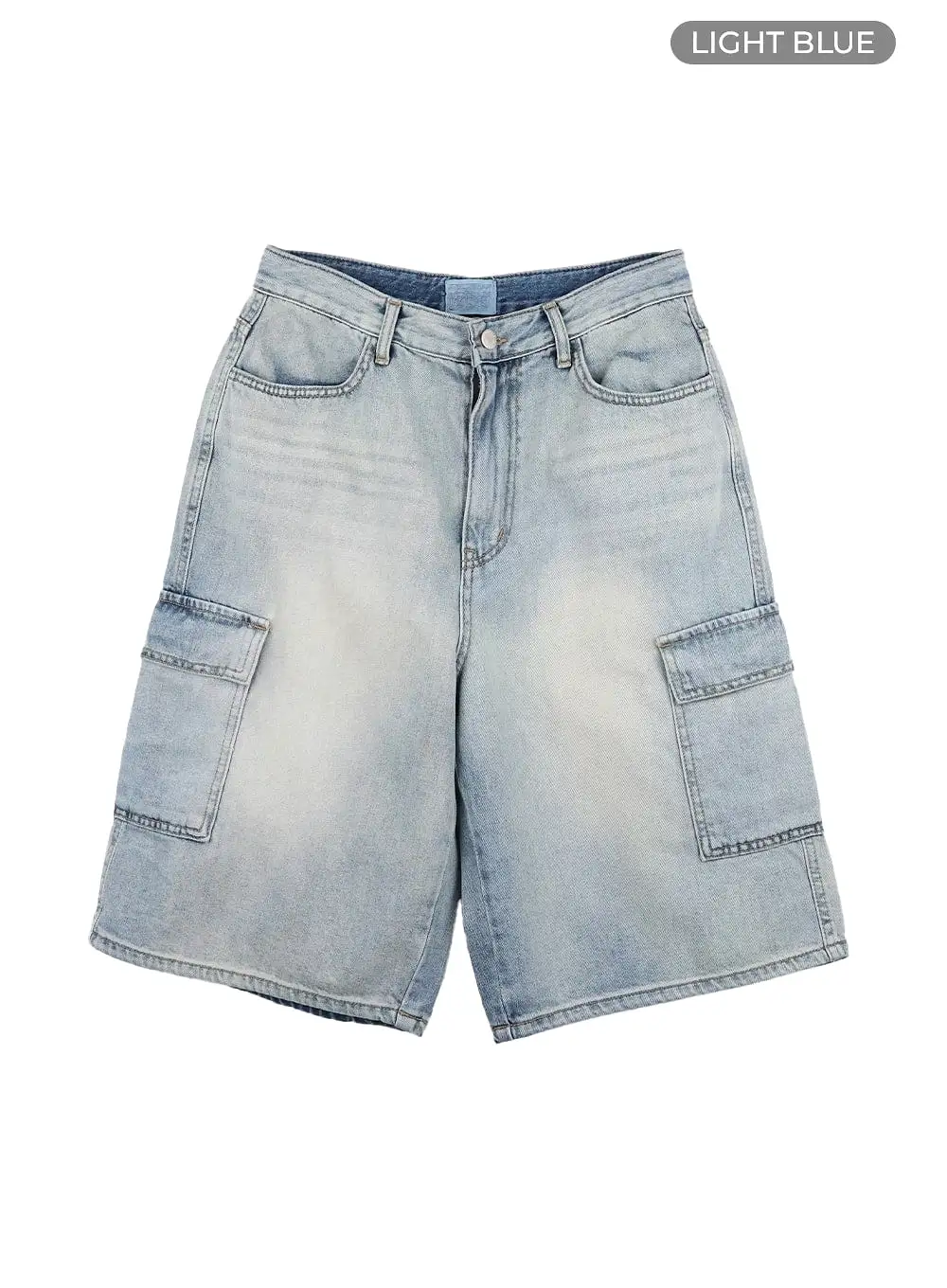 Washed Cargo Denim Jorts IA417