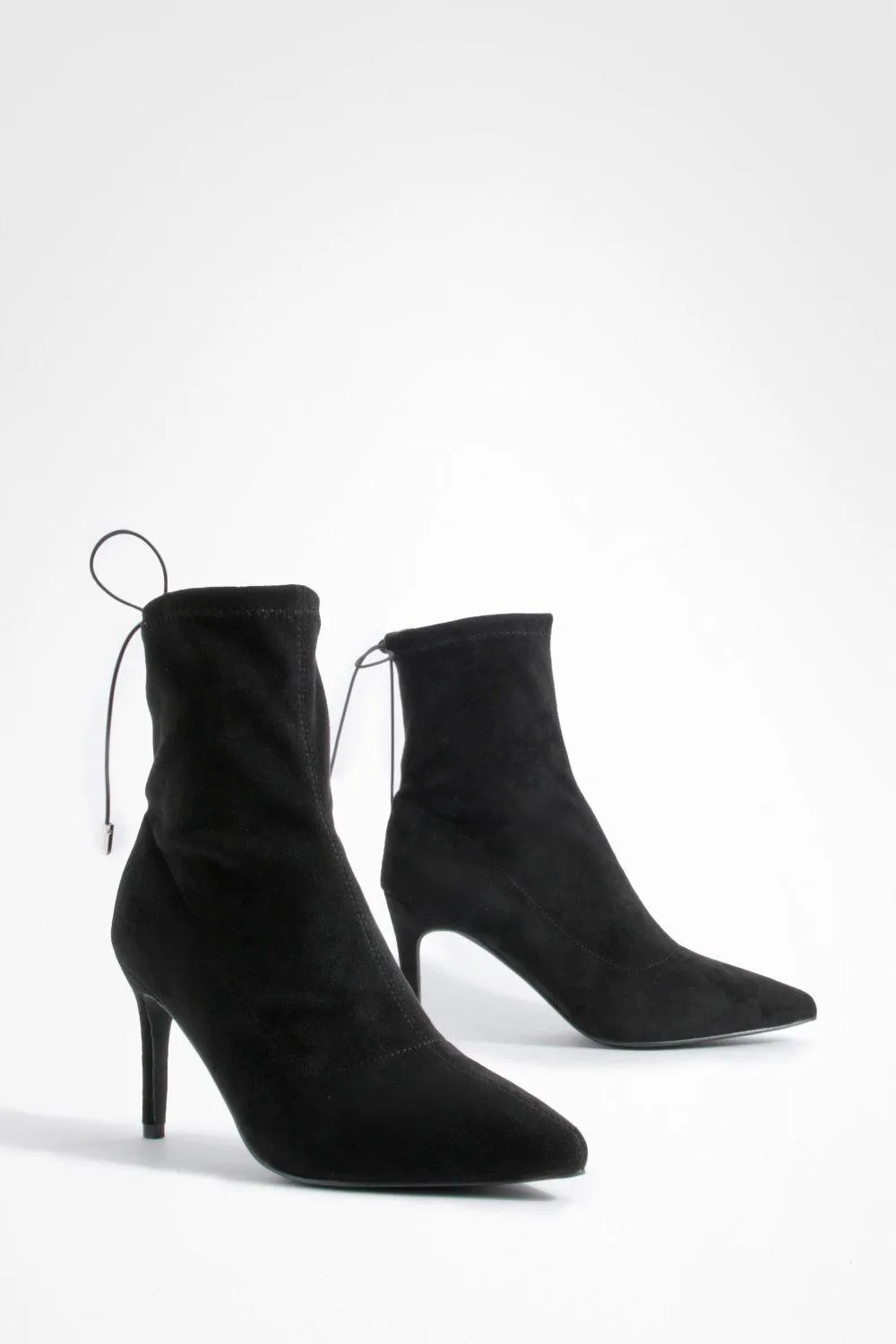 Wide Width Stiletto Tie Detail Sock Boots