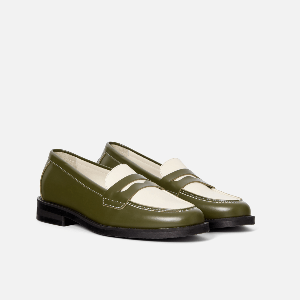 Wilde Olive + White Penny Loafer - Women's