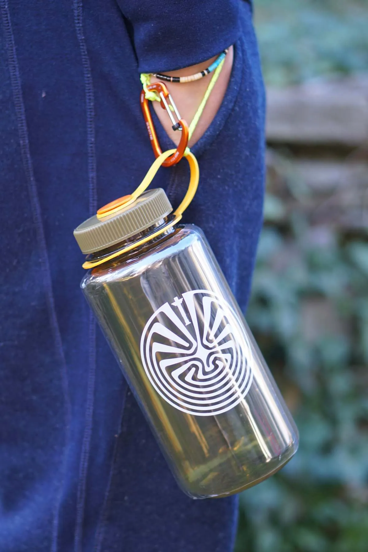 x Totem Brand Co. x Nalgene Totem in the Maze" 32 oz. Tritan Wide Mouth Bottle - Olive/Espresso-Pumpkin-Kiwi